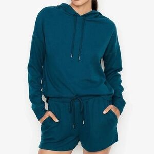 Victoria’s Secret Women’s Blue/Teal Pullover Hoodie and Shorts Lounge Set
